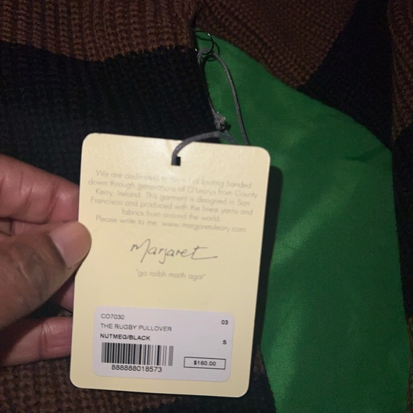 NWT Margaret O’Leary The Rugby Pullover Striped Sweater - Black and Brown size S - Picture 5 of 7